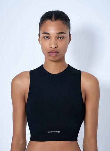 LN-CC® - Balenciaga: Fitted Cut Top - Black Balenciaga Fitted Cut Top Black bal0265003