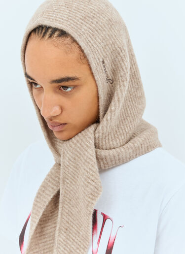 GANNI Soft Wool Balaclava Beige gan0258062