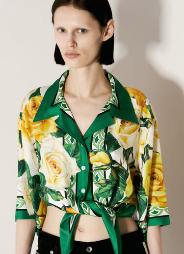 Dolce & Gabbana Cropped Silk Shirt Green dol0255014