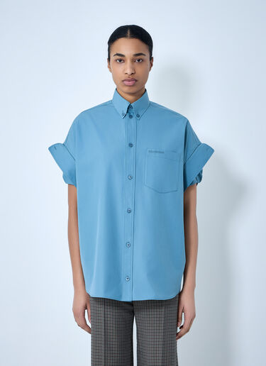 Balenciaga Tucked Sleeve Shirt Blue bal0263012