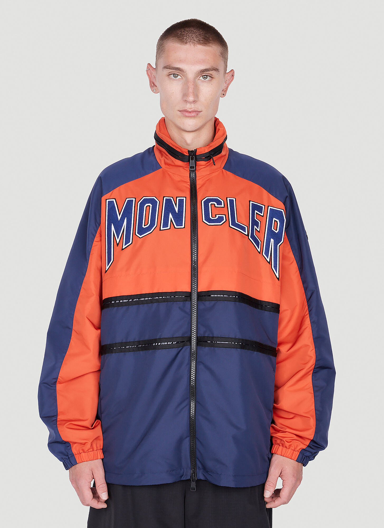 Moncler Colour Block Track Jacket In Orange