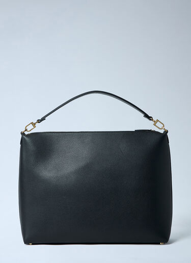 TOTEME Medium Bevel Grained Leather Shoulder Bag Black tot0263069