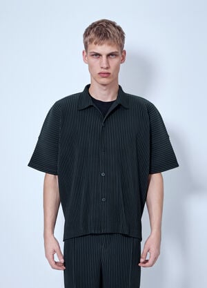 Homme Plissé Issey Miyake August Pleated Button-Down Shirt Dark Grey hmp0166016