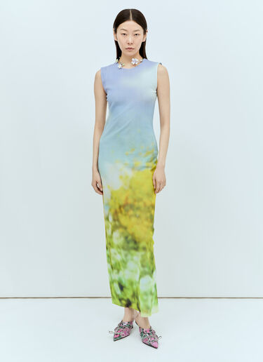 Acne Studios Blurred Print Maxi Dress Purple acn0256010