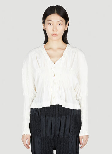 Issey Miyake Wrinkled Blocks Cardigan White ism0253002