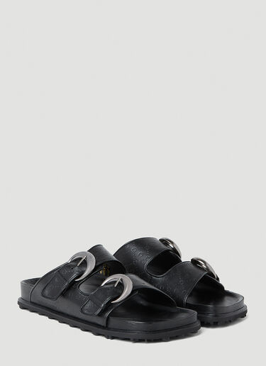 Marine Serre Twin Buckle Sandals Black mrs0152012