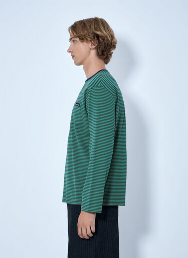 LN-CC® - Miu Miu: Striped Long Sleeve T-Shirt - Green Miu Miu Striped Long Sleeve T-Shirt Green miu0366013