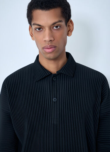 Homme Plissé Issey Miyake Pleated Polo Shirt Black hmp0163008