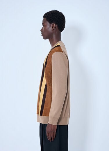 LN-CC® - Miu Miu: V-neck Sweater with Contrast Stripes - Camel Miu Miu V-neck Sweater with Contrast Stripes Camel miu0165008