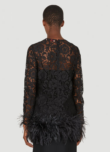 Valentino Lace Feather Trim Top Black val0249009