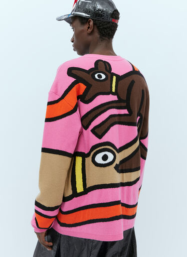 Walter Van Beirendonck Viper Wool Knit Sweater Pink wlt0154007