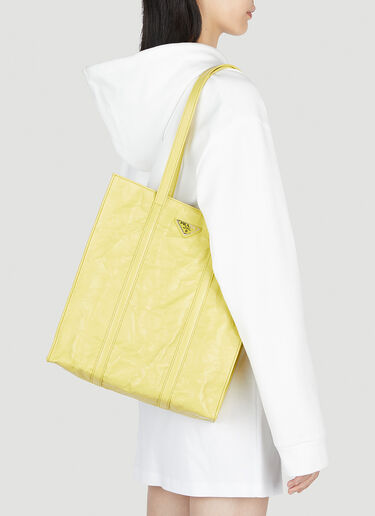 Prada Logo Plaque Tote Bag Yellow pra0252061