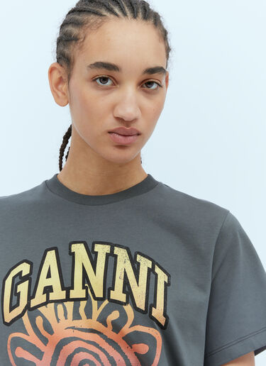 Flower Print T-Shirt GANNI Flower Print T-Shirt Grey gan0254016