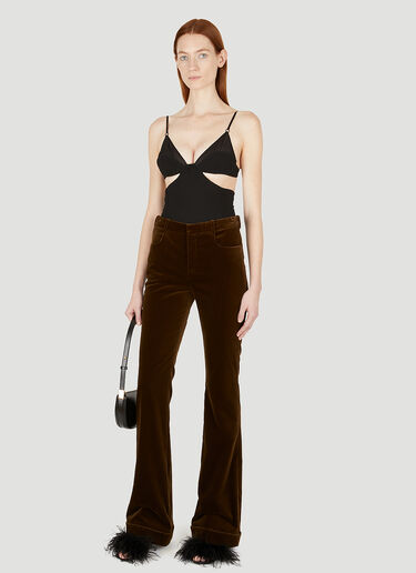 Saint Laurent Flared Velvet Pants Brown sla0247021