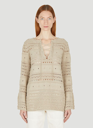 TheOpen Product Wide Sleeve Lattice Sweater Beige top0248012