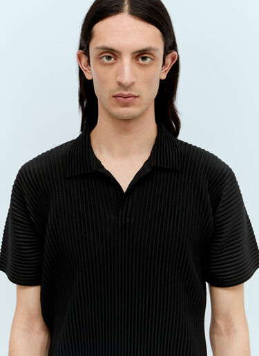 Homme Plissé Issey Miyake Pleated Polo Shirt Black hmp0156004