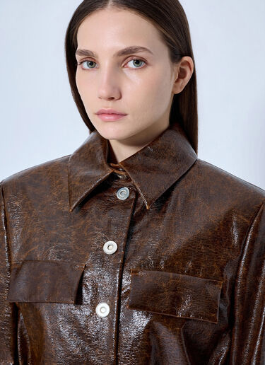 LN-CC® - Sportmax: Structured Coated Jacket - Brown Sportmax Structured Coated Jacket Brown spx0265017