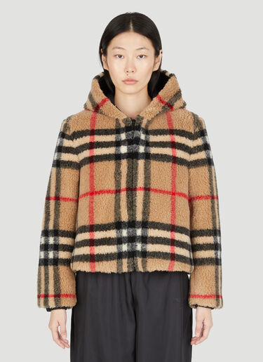 Burberry 格纹抓绒连帽夹克 米色 bur0253034