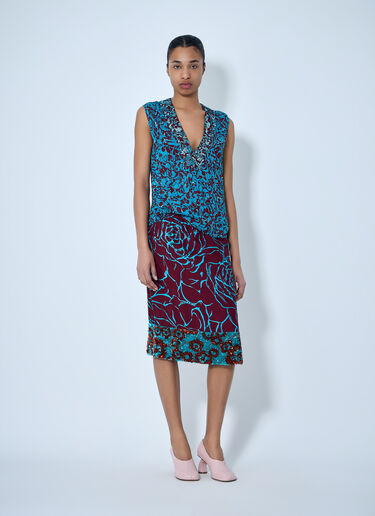 Dries Van Noten Embroidered Midi Skirt Burgundy dvn0263006