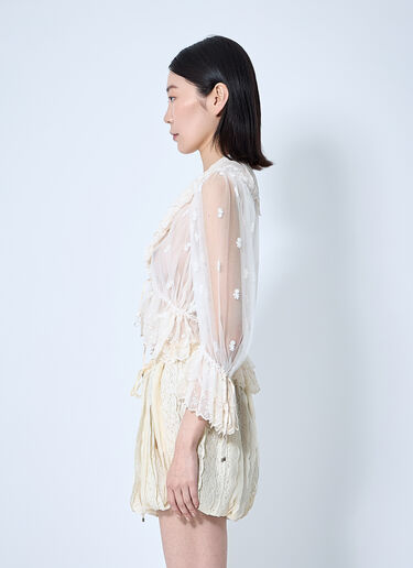 Embroidered Lace Ruffle Top Chloé Embroidered Lace Ruffle Top White chl0260040