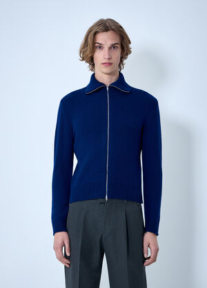 Jil Sander Zip-Up Wool Knit Cardigan Blue jil0164003