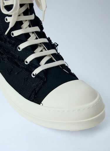 Rick Owens DRKSHDW Frayed Denim High-Top Sneakers Black drk0164037