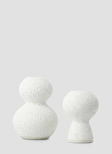 Marloe Marloe Set of Two Lava & Bone Candlestick Holders White mrl0348005