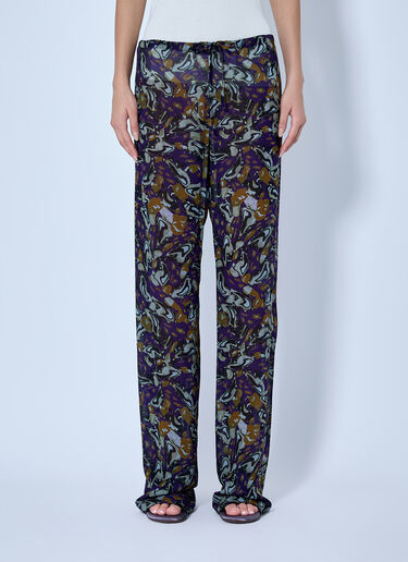 LN-CC® - Dries Van Noten: Pachas Printed Silk Straight Pants - Purple Dries Van Noten Pachas Printed Silk Straight Pants Purple dvn0265006