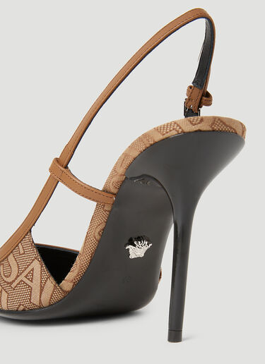 Versace Logo Sling Back High Heels Beige vrs0253030
