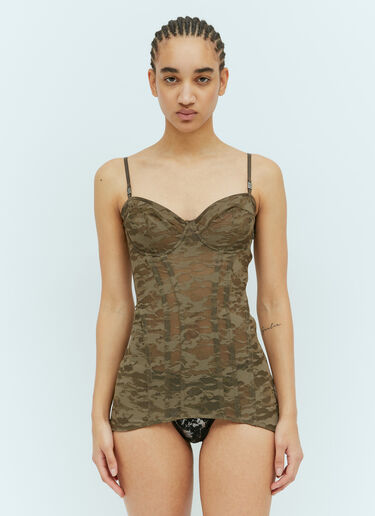 SAVAGE X DIESEL Camo-Lace-Corset Slip Top Brown dsf0258008