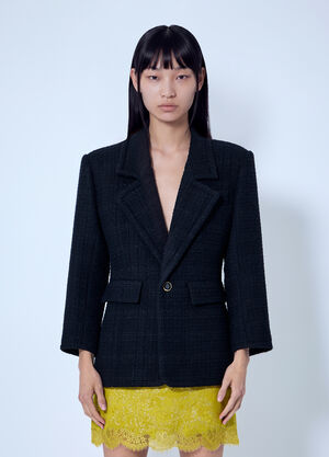 Saint Laurent Single-Breasted Jacket in Tweed Black sla0265023
