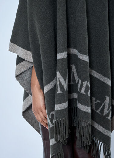Max Mara Fringed Wrap with Logo Detail Grey max0265090