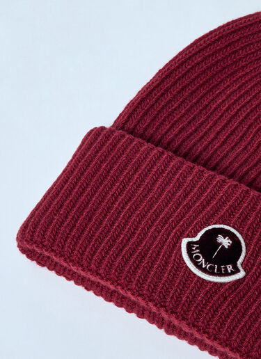 8 Moncler Palm Angels Logo Patch Beanie Hat Red mpa0259006
