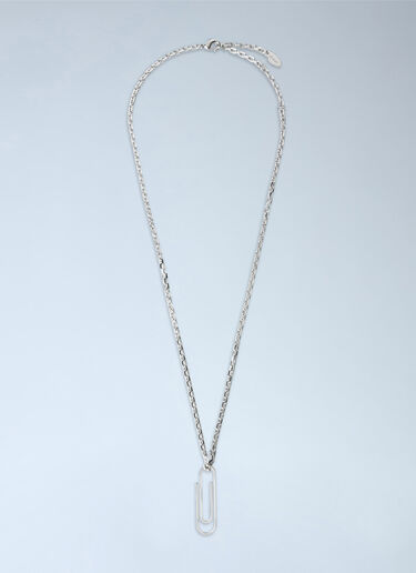 LN-CC® - Off-White: Paperclip Necklace - Grey Off-White Paperclip Necklace Grey ofw0164448