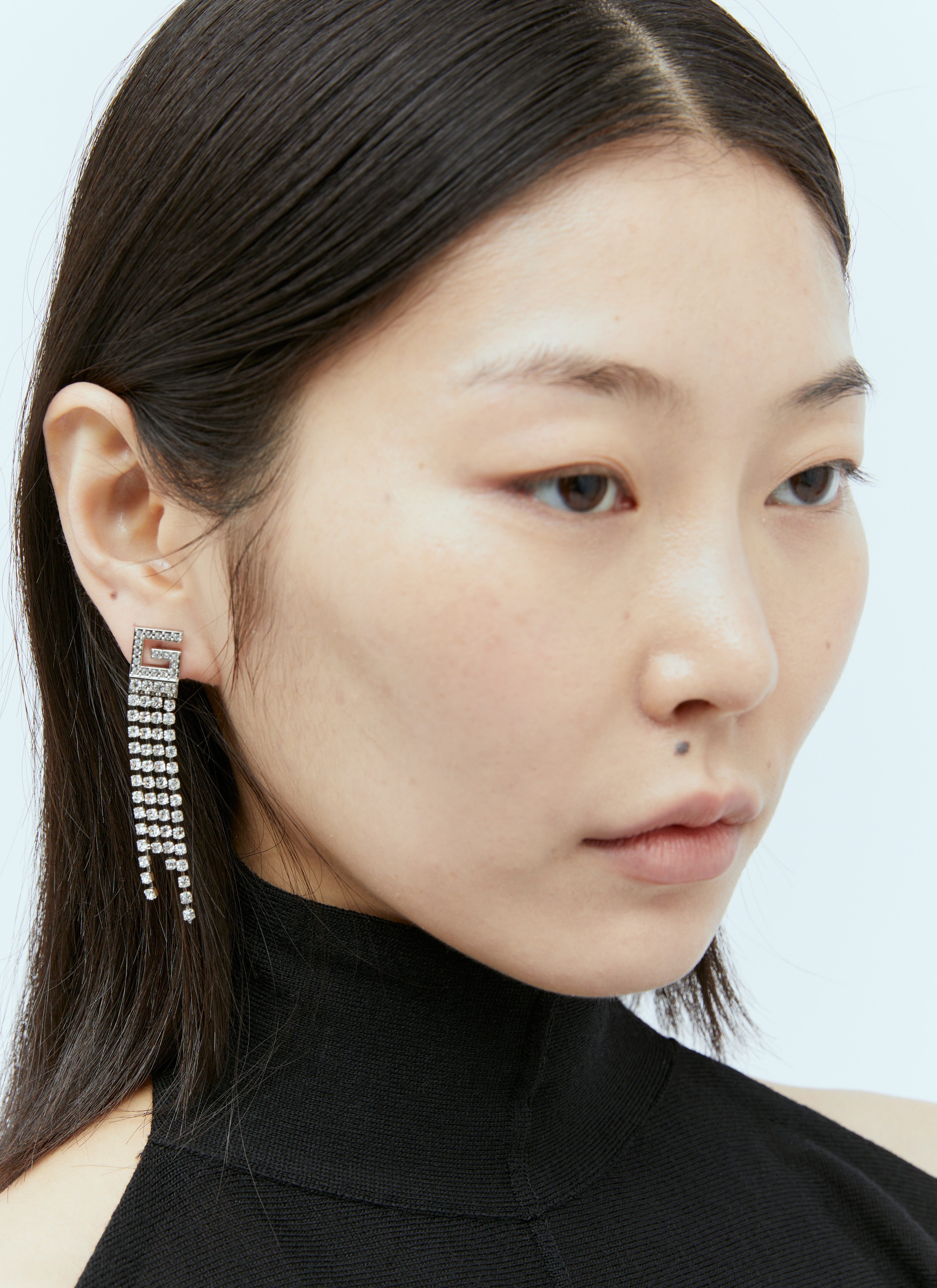 Gucci Crystal Square G Earrings in Silver LN CC