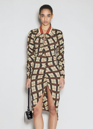 Vivienne Westwood 格纹缩褶连衣裙 棕色 vvw0253020