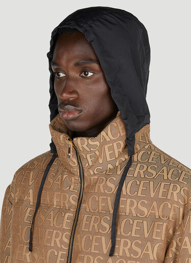 Versace Logo Print Down Jacket Brown ver0153007