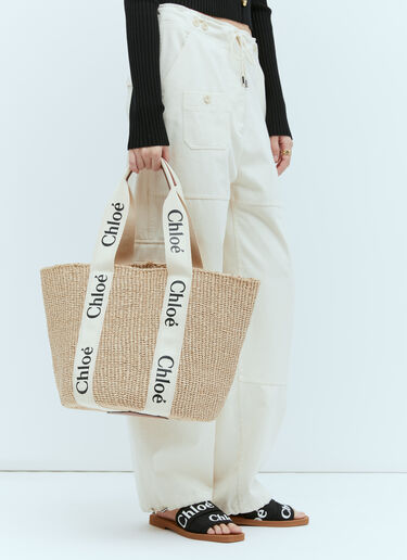 Chloé Large Woody Basket Tote Beige chl0255058