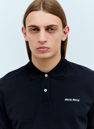 Logo Embroidery Polo Shirt Miu Miu Logo Embroidery Polo Shirt Blue miu0356002