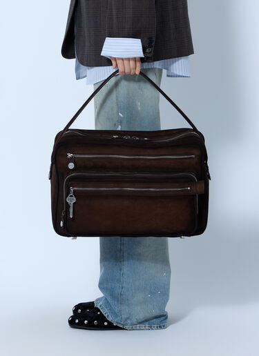 LN-CC® - Acne Studios: Camero Party Suede Shoulder Bag - Dark Brown Acne Studios Camero Party Suede Shoulder Bag Dark Brown acn0265033
