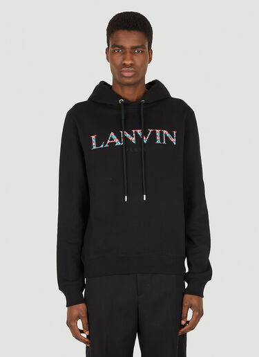 Lanvin Logo Embroidered Hooded Sweatshirt Black lnv0147003
