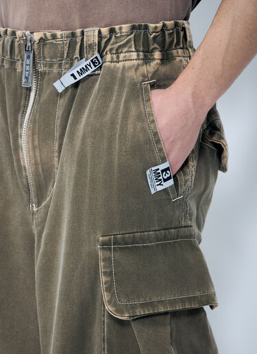 Maison Mihara Yasuhiro Loose Satin Cargo Trousers Khaki mmy0158011