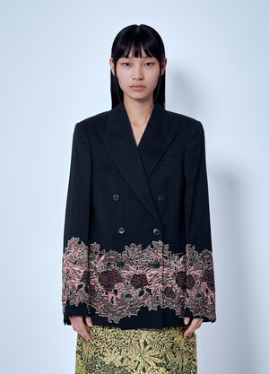 Dries Van Noten Embroidered Double-Breasted Blazer Black dvn0266019