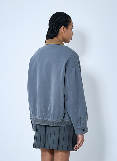 Miu Miu Chambray Jacket With Velvet Collar Grey miu0260064
