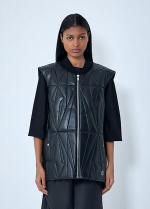 Moncler + Rick Owens Geocamo Flight Leather Hooded Gilet Black mcs0363008