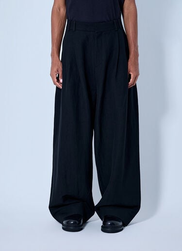 LN-CC® - Studio Nicholson: Double Pleat Volume Pants - Black Studio Nicholson Double Pleat Volume Pants Black stn0165014