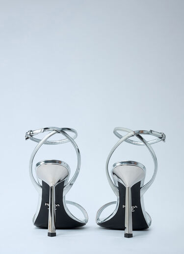Prada Leather Heeled Sandals Silver pra0262020