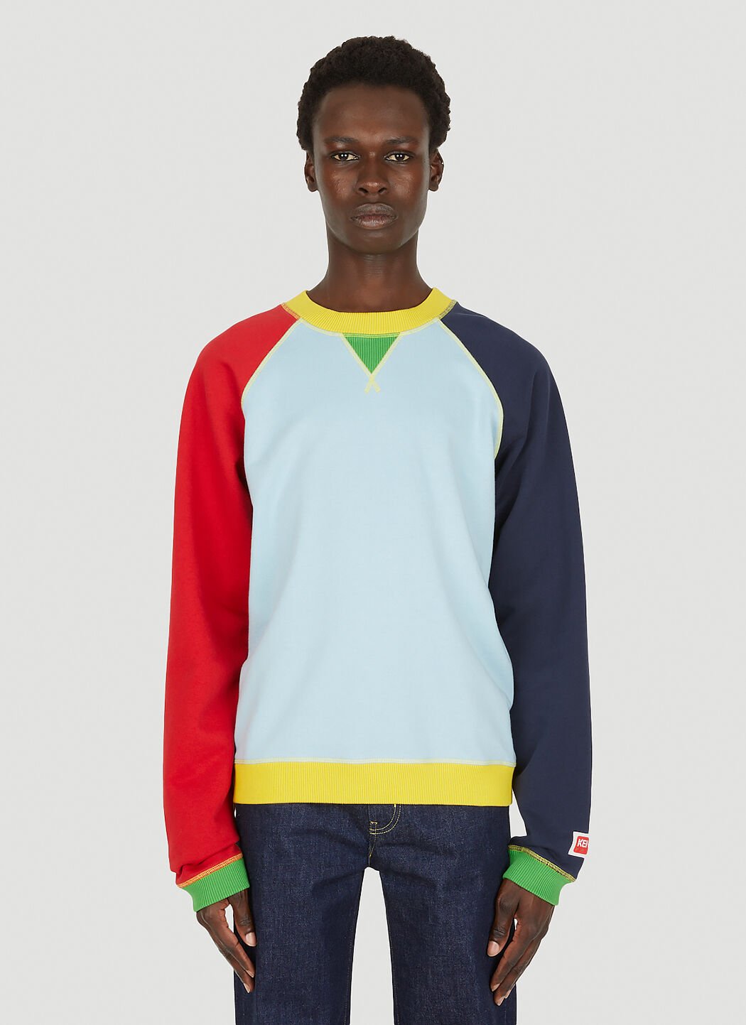 Kenzo Men s Colour Block Sweatshirt in Light Blue LN CC