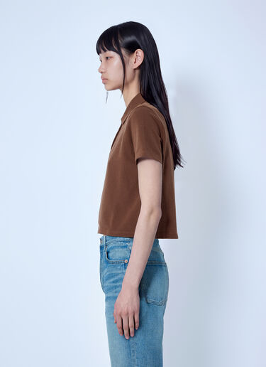 LN-CC® - Saint Laurent: Cassandre Cropped Polo Shirt - Brown Saint Laurent Cassandre Cropped Polo Shirt Brown sla0265007