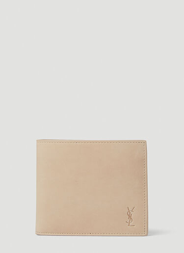 Saint Laurent Bifold Logo Wallet - Man Wallets & Cardholders Beige One Size